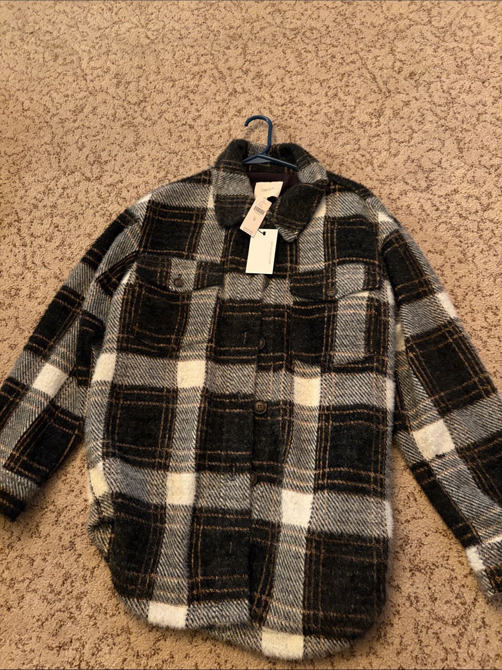 Greylin Black, Gray & White Plaid Lightweight Shacket